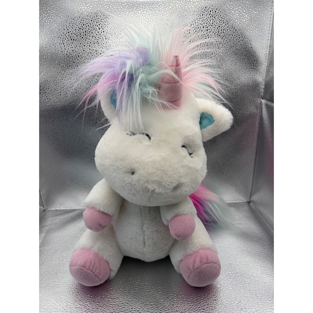 Hugs & Cuddles Rainbow Unicorn Plush Stuffed Animal White Pink 10 inch 2022